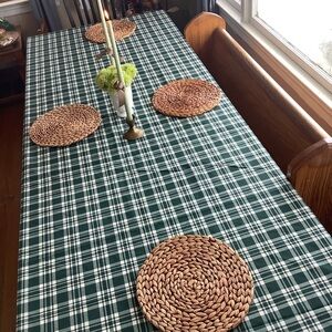 New X Large Dining Room Tablecloth Table Linens Green Checked Extra